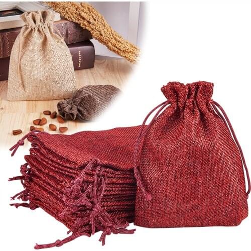 Linen Drawstring Pocket Jewelry Pouches a Set of Cosmetics Cloth Fabric Storage Bags for Gift 20 Small Jewelry Packaging