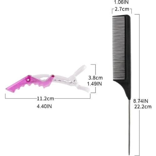 Q1QD 1Set Non-slip Fashion Hair Clips Steel Tail Comb Hairdressing Tool Hair Claw Salon Section Clip