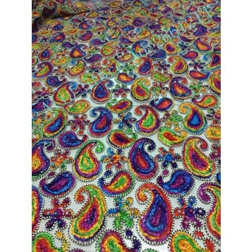 Latest colorful design Nigerian Fabrics High Quality Tulle African Laces Fabric with beads Wedding African BZL-52320