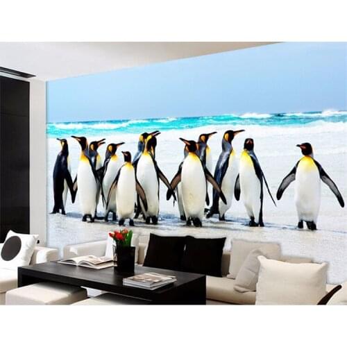 Custom Photo Wallpaper penguin snow animal murals 3D stereoscopic television childrens bedroom wallpaper background custom
