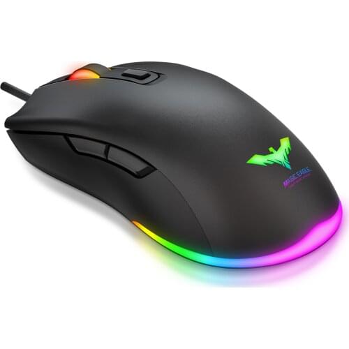 Havit Wired USB Gaming Mouse Adjutable DPI 6400 with 7 RGB Backlight Gamer Mice For Laptop Computer PC Professional Game