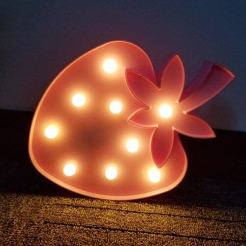 Cute LED Novelty Night Light Children Gift Flamingo Rabbit Crown Pineapple Strawberry For Kids Bedroom Christmas Party Decor