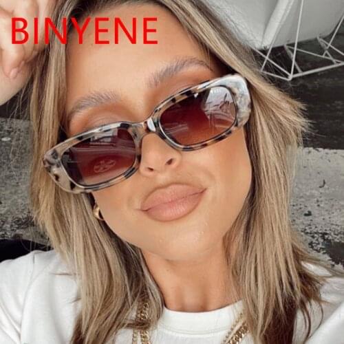 2021 Leopard Square Sun Glasses Luxury Desinger Shades For Women 2021 Trendy Gradient Brown Small Rectangle Sunglasses Lunettes