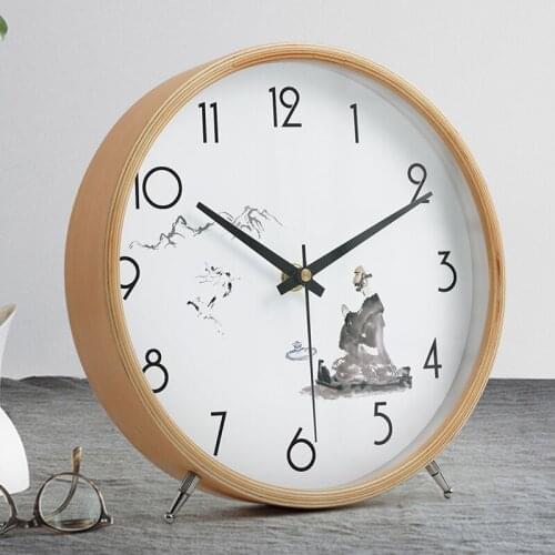 Modern Chinese ink painting landscape simple household wall clock silent watch creative personality desk clock Desk Clock