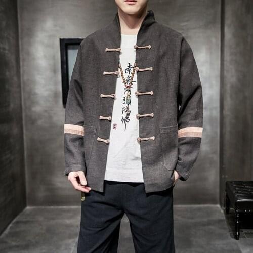 Tradtional Chinese Clothing For Men Linen New Year Clothes Retro Blouse Chinese Shirt Style Tai Chi Uniform Kung Fu KK3061