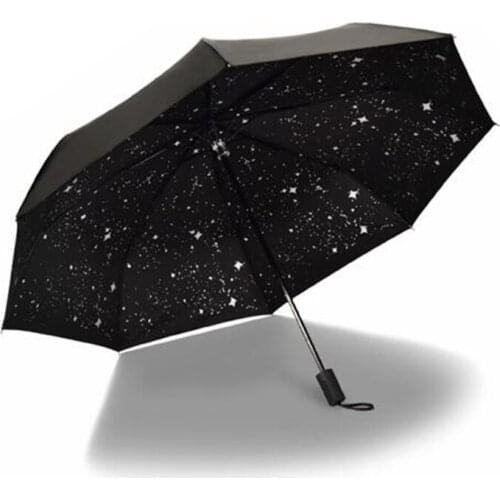 High-quality Creative Star Sun/Rain Umbrella Aluminium Alloy Glass Fiber Folding UV Parasol Outdoor Windproof Bumbershoot