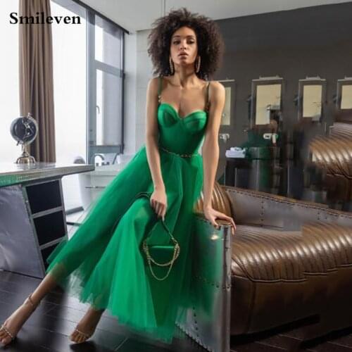 Smileven Green Short Prom Dresses Spaghetti StrapsTulle Evening Gowns Sweetheart Corset Prom Party Gowns