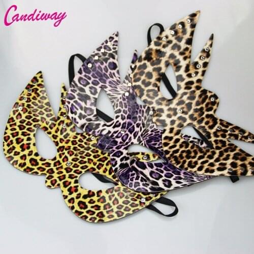Candiway Women Sexy Leopard Masks Party Mysterious Retro Girl Role Play Eye Mask Princess Party Fancy Dress Venetian Costumes