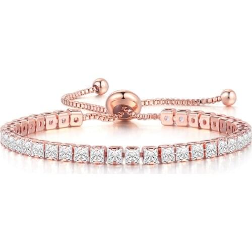 ZHOUYANG Tennis Bracelet For Women Kpop Luxury Square Color Zircon Korean Womens Bracelets Wholesale Adjustable Jewelry DZH007
