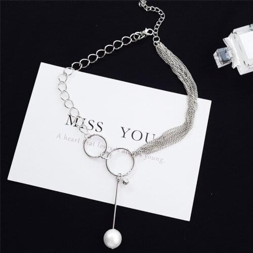 Circle Clavicle Chain Female Ladies Necklace Imitation Pearl Chokers Necklaces for Women Silver Color 2021 Fashion Jewelry