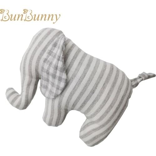 0-12 month Infant Early Educational Squeaker Lovely Mini Hand Bells Elephant Plush Newborn Cotton Cloth Ring Rattle Soft Toys