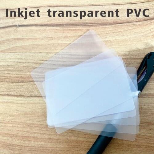100pcs Printable Inkjet Transparent Blank PVC Card Membership Business ID Size 86*54mm for Epson or Canon Inkjet Printers