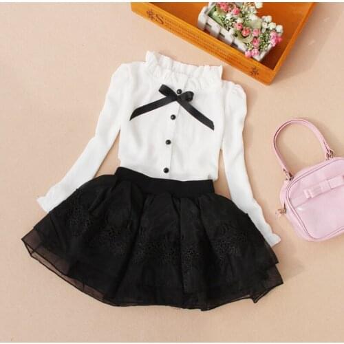 2019 Autumn Girl Blouses Children Clothing Baby Girl Clothes School Girl Chiffon Blouse Long Sleeve White Blouses Kids Age 2-16Y