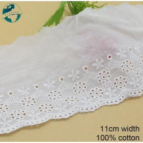 3yards 11cm 100% Cotton embroid lace sewing ribbon guipure lace african lace fabric trim warp knitting DIY Accessories3756