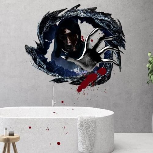 Halloween 3D Three-Dimensional Broken Self-Adhesive Wall Stickers Horror Witch Living Room Bedroom Background Wall Wallpaper