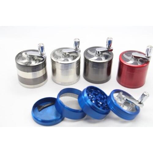 4 Layers 5.5cm Tobacco Spice Weeds Grass Aluminium Grinder Smoke Crusher Hand Crank Muller Mill Pollinator Smoking Accessories