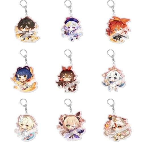 Anime Genshin Impact Kaedehara Kazuha Barbara Gunnhildr Key Chains Keychain Cosplay Pendant Keyring