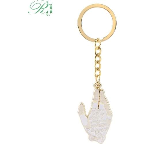 RJ Japan Film Alita Battle Angel Keychains Golden Hand Letter Don't Need Your Permission To Live Pendants Keyring Men Jewelry