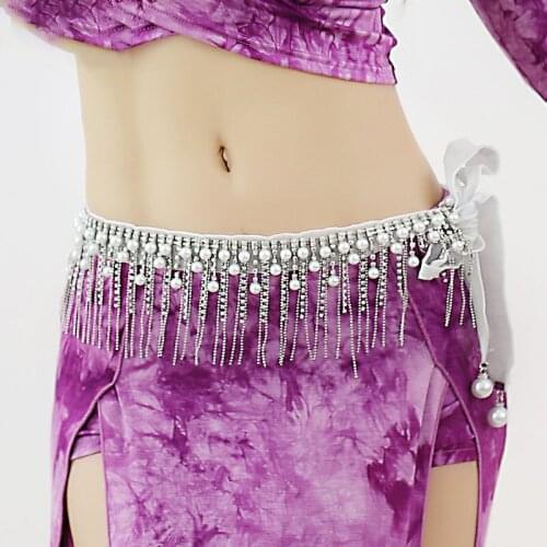 Belly dance waist chain new pearl tassel rhinestone waist chain dance performance chain belt accessories