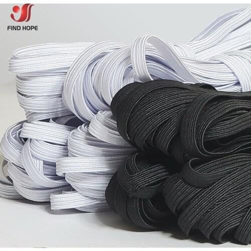 1/4" 1/8" Width Elastic Flat Band White/Black Braided Stretch Strap Sewing Crafts for DIY Bedspread Cuff Masks