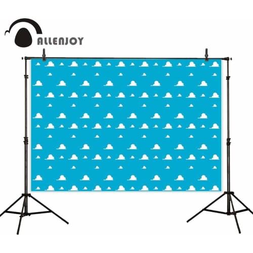 Allenjoy Cartoon Photography Backdrop Blue Sky White Clouds Toy Party Background Photo Studio Child Photophone Photocall Decor