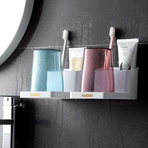 GURET Simple Toothbrush Holder Wall-Mounted Toothpaste Dispenser Waterproof Bathroom Organizer Toilet Home Bathroom Accessories