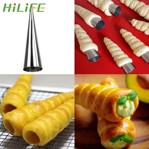 HILIFE Spiral Croissant Tubes 5 Pcs Baking Tool Cake Baking Mold Horn bread Pastry Stainless Steel Baking Cones