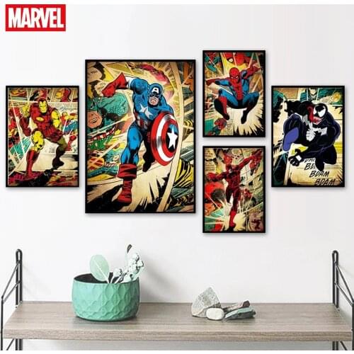 Superhero Comic Canvas Print Painting Disney Marvel Avengers Wall Art Poster Picture for Bedroom Cuadros Home Decoration