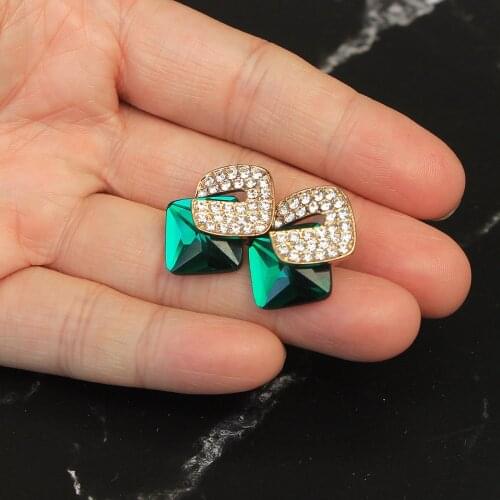 Clip Earrings Rhinestones Big Stud Non Pierced Ears Clip On Earring Cubic Zircon Simple Luxury Burgundy Jewelry For Women Ladies