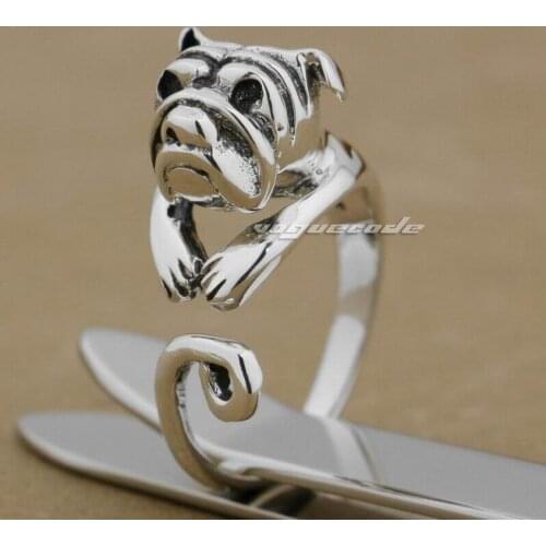 Rings for Women 925 Sterling Silver Cute Bulldog Ring Fashion Charms Ring 9K006 Free US Size 4~6.5