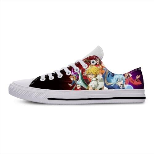 Japanese Anime Manga Seven Deadly Sins Meliodas Casual Cloth Shoes Low Top Breathable Lightweight 3D Print Men Women Sneakers
