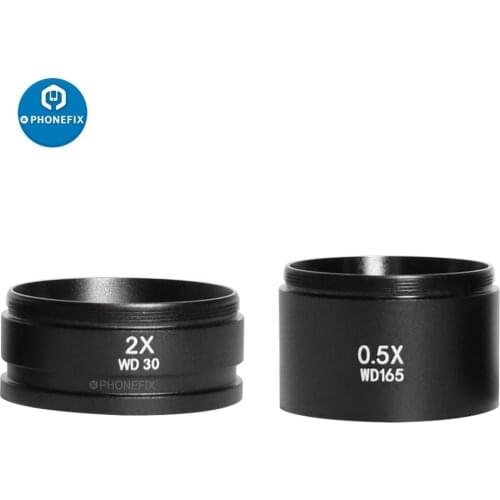 WD30 WD165 WD287 0.3X 0.7X 0.5X 2.0X Objective Lens for Trinocular Stereo Microscope Adjust Work Distance Microscope Accessory