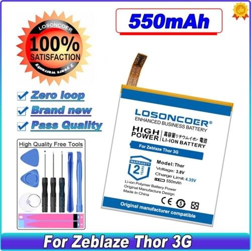 LOSONCOER 550mAh Thor Battery For Zeblaze Thor 3G Smart Watch Battery