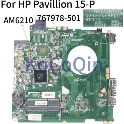 KoCoQin Laptop motherboard For HP Pavillion 15-P 15Z-P AM5210 Mainboard DAY22AMB6E0 767978-501 767978-601 767978-001
