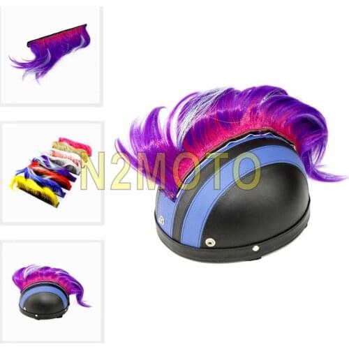 Motocross Racing Mohawk Helmet Hair Punk Colorful Modeling Wig Hair For Motorcycle Helmet Ski Snowboard Outdoor