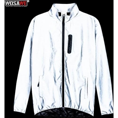 WOSAWE Winter Autumn Mens Motorcycle Full Reflective Jacket Night Glowing jacket Windproof Rainproof Warm bike Windbreaker