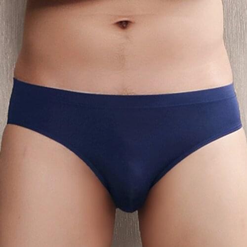 Mens Sexy Underwear Briefs Stretch Cool Seamless Briefs Solid Color Low Waist Male Breathable Underpants Comfortable Panties