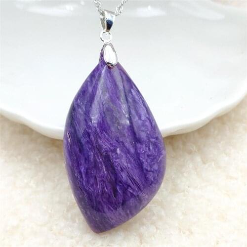 Genuine Natural Charoite Purple Women Rhombus Pendant 45x27x10mm From Russia Necklace Jewelry Fashion Bead AAAAA
