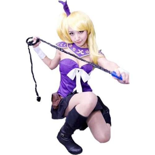 2019 Fairy Tail The Grand Magic Games Cosplay GMG Lucy Heartfilia Costume Purple New Outfit With Hair Wig