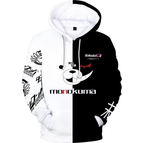 New Monokuma Hoodie Men/women 3D Sweatshirt Winter Hoodies Warm Fashion Casual Pullover Oversize Harajuku 3D Hoodie Streetwear