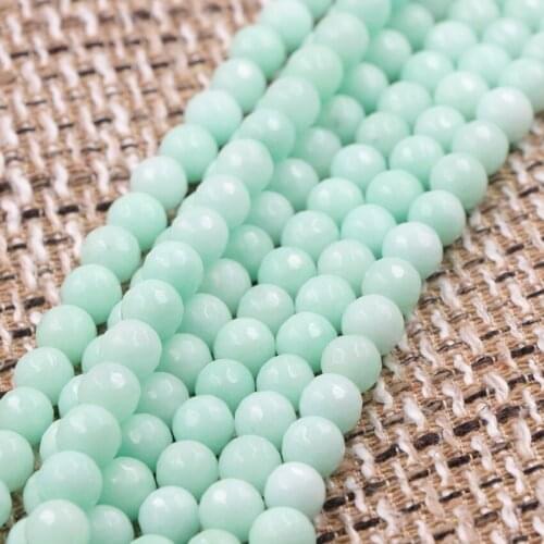 New Loose Beads DIY Jewelry Making Amazonite Stone Jades Faceted Round Amazon Loose Beads Jaspers 6 8 10mm Accessories 15" A839