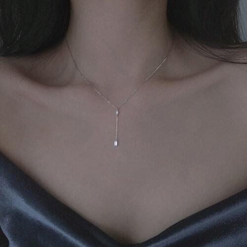OBEAR Shiny Zircon Pendant Clavicle Chain Necklace for Women Party Tassel Necklace Jewelry Gifts