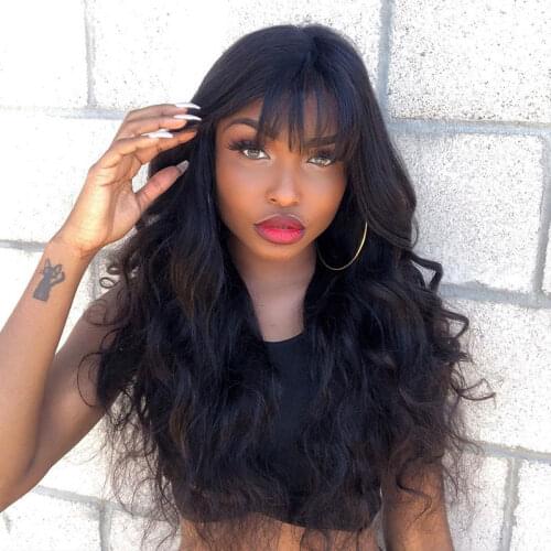 Body Wave Lace Front Human Hair Wigs With Bangs For Black Women 360 Lace Frontal Wig Brazilian 250 Density Wigs Ever Beauty Remy