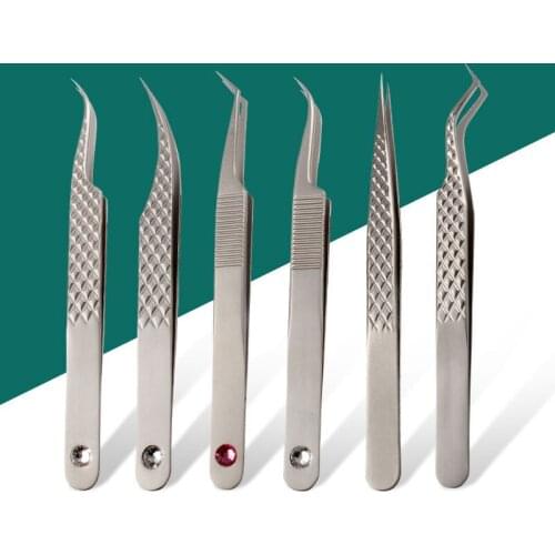 100% Closed Titanium Alloy Eyelash Grafting Set Eyelashes Tweezers Hand Anti-slip Design 3D 6D Lashes Extensions Makeup Tools