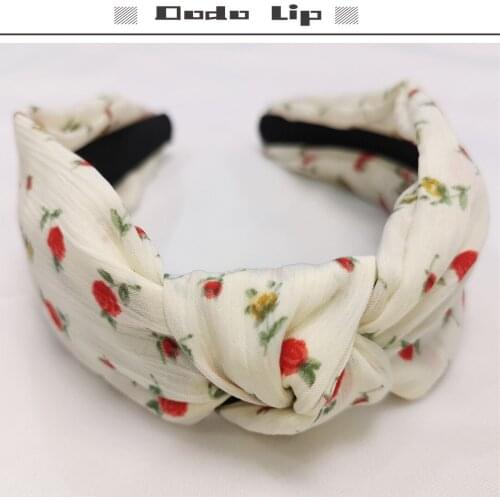 Dodo LIP Spring and summer white printed chiffon knotted headband for ladies fashion vsco girls hairbands hairband hair oranment
