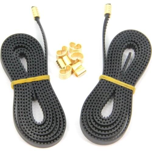 2PCS GT2 Black Open Timing Rubber Belt Length 1.2Meter Width 6mm with 8PCS Copper Buckle for Ender3 Ender5 CR10 3D Printer