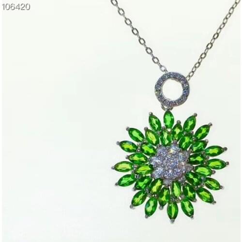 Luxury green diopside gemstone pendant for necklace many pieces natural gem real 925 silver attractive character party gift
