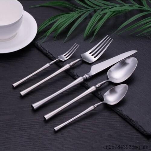 6sets Silver Dinnerware Set Dinner Set Spoons Forks and Knives Western Cutlery Food Tableware Stainless Steel