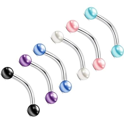 Pearl Colorful Acrylic Rook Daith Earrings Belly Lip Ring Eyebrow Studs Cartilage Tragus Surgical Steel Barbell Piercing Jewelry
