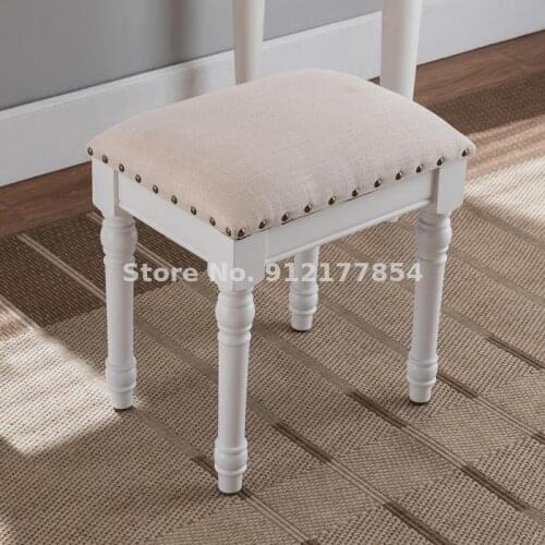 Solid wood makeup stool European style dressing stool simple dressing table chair soft bag square stool small apartment shoe cha